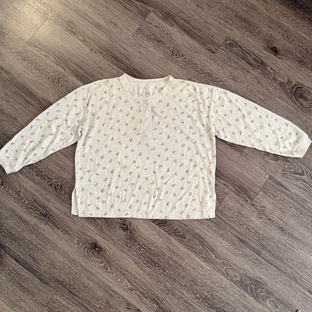 Victorias Secret Country Vintage Waffle Knit Floral Henley